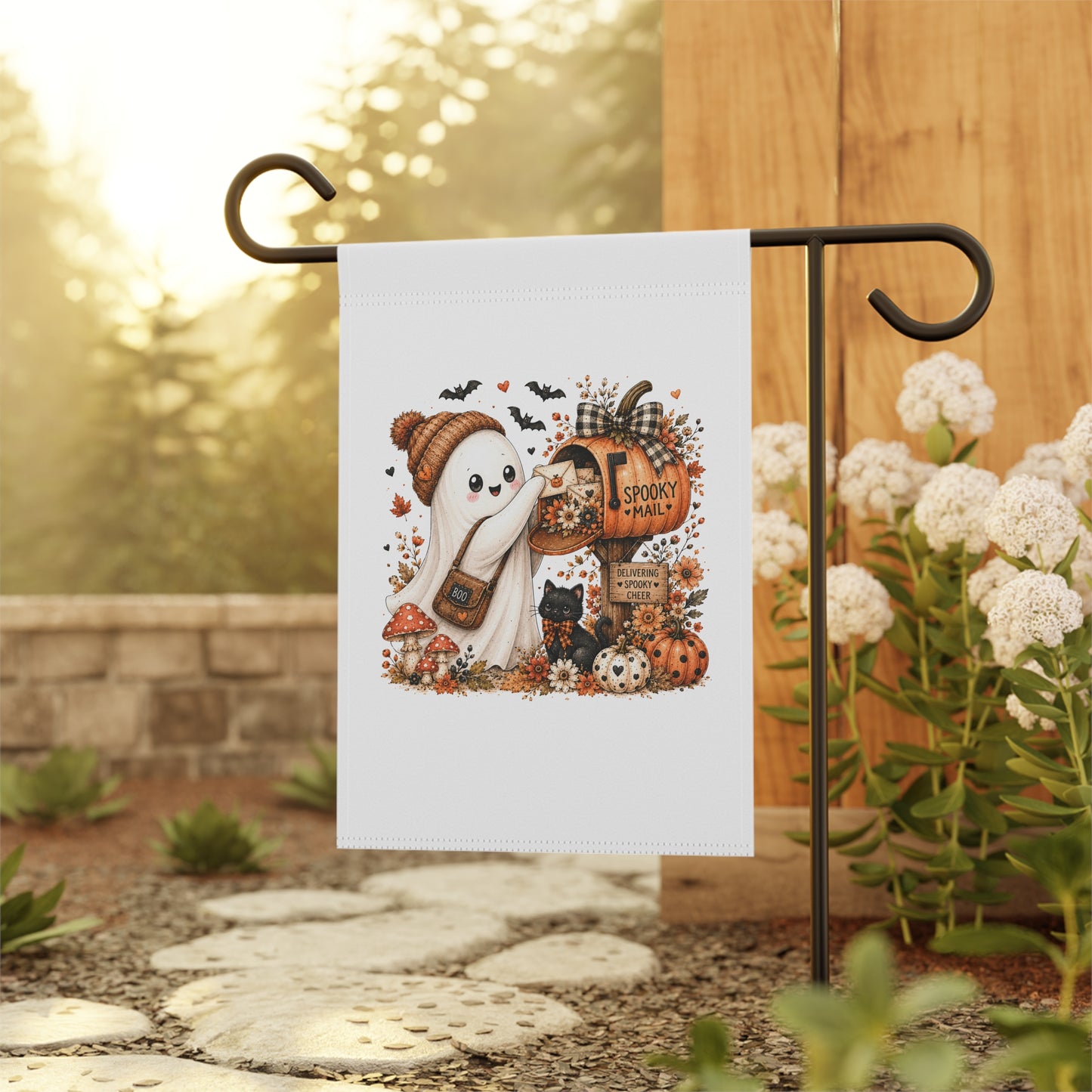 Halloween Ghost Mailbox Garden Flag – Spooky Mail Fall Lawn Banner