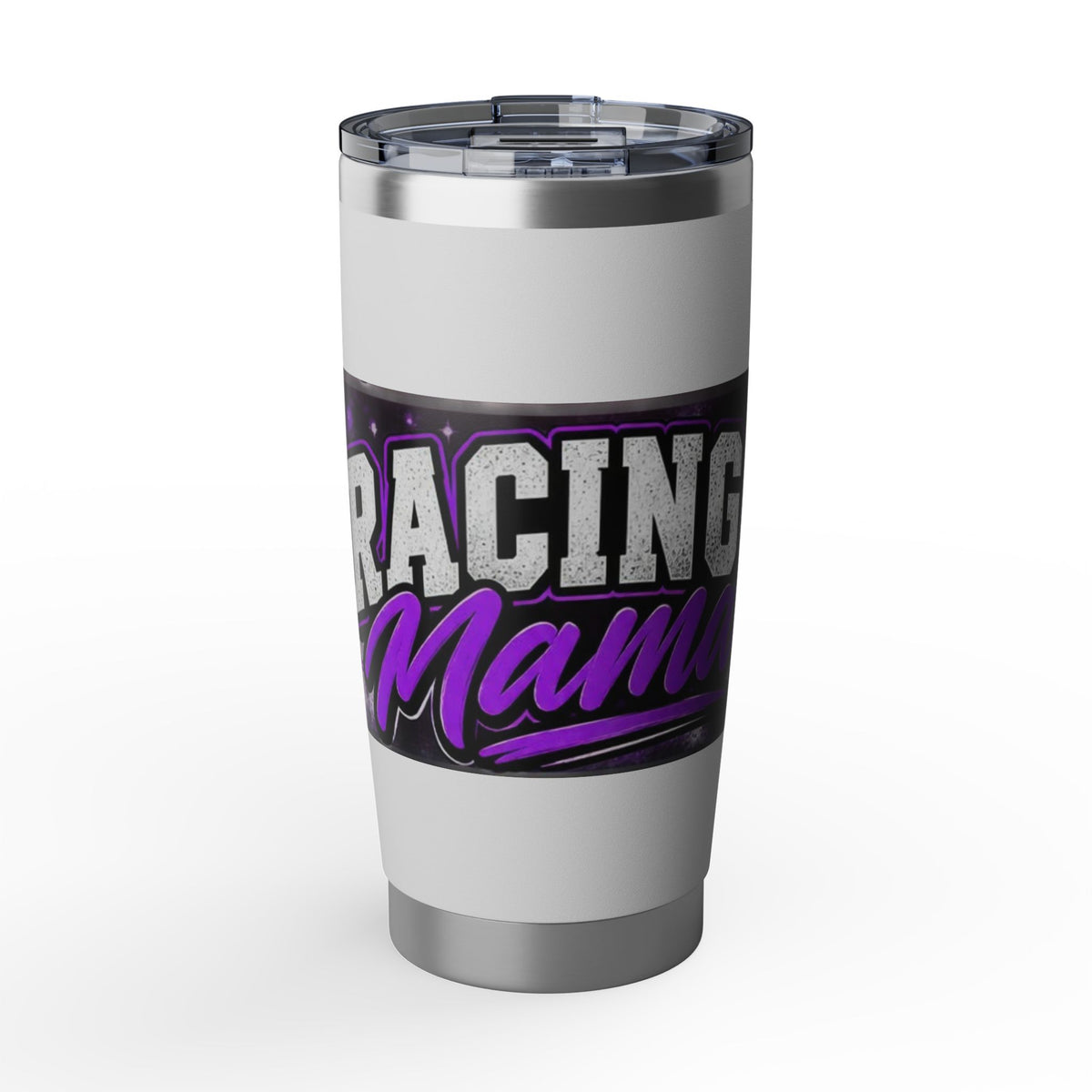 Racing Mama 20oz Stainless Tumbler – Purple Checkered Flag Travel Mug