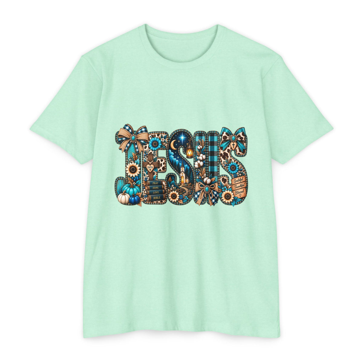 Fall Mom T‑Shirt — Rustic Sunflower & Plaid 'MOM' Graphic