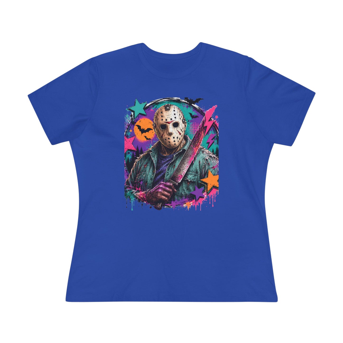 Horror Retro Jason Tee — Neon Slasher Halloween Women’s T-Shirt