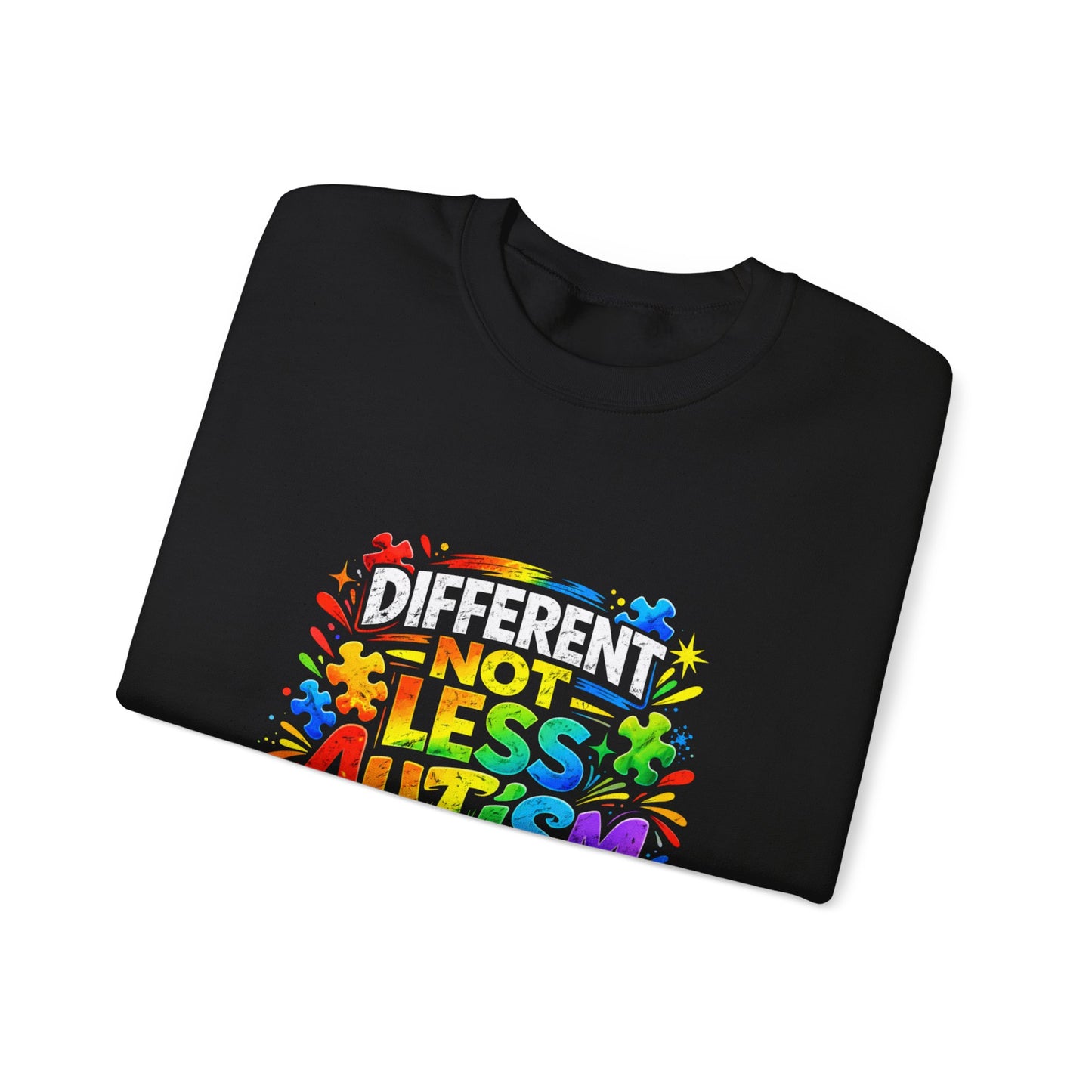 Autism Awareness Crewneck — "Different Not Less" Rainbow Sweatshirt
