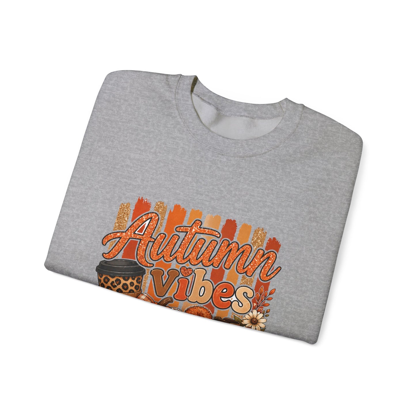 Autumn Vibes Sweatshirt — Cozy Fall Pumpkin & Plaid Graphic Crewneck