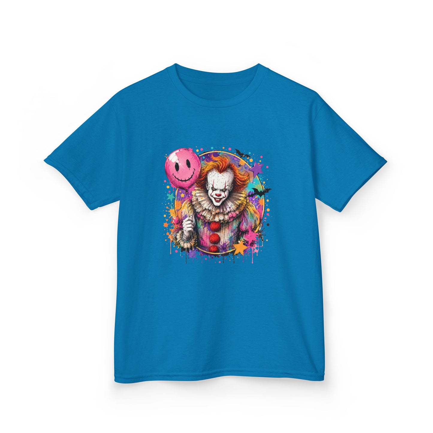 Kids Clown Horror T-Shirt — Colorful Scary Clown with Balloon Halloween Tee