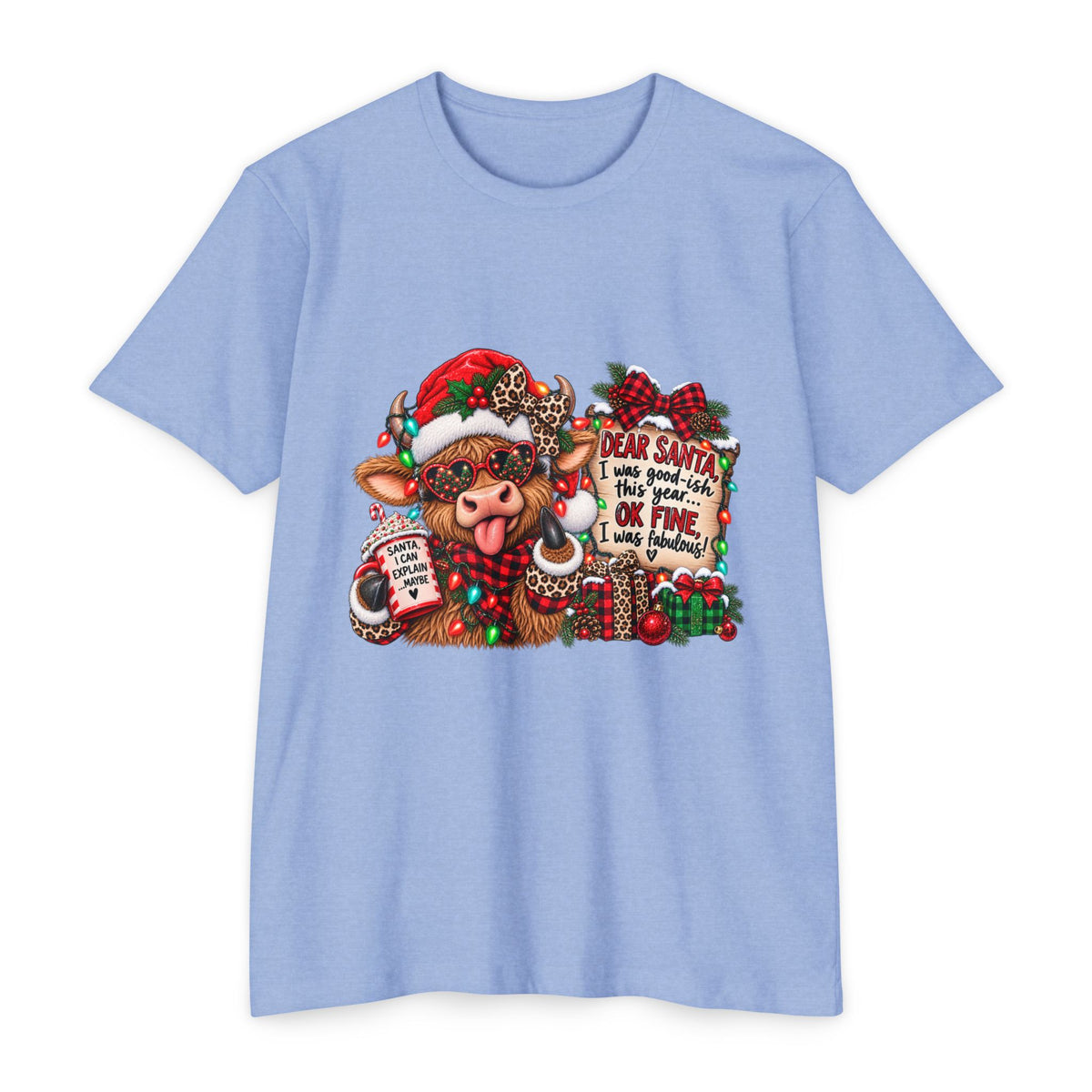 Christmas Cow T-Shirt — "Dear Santa I Was Good(ish)" Funny Holiday Tee