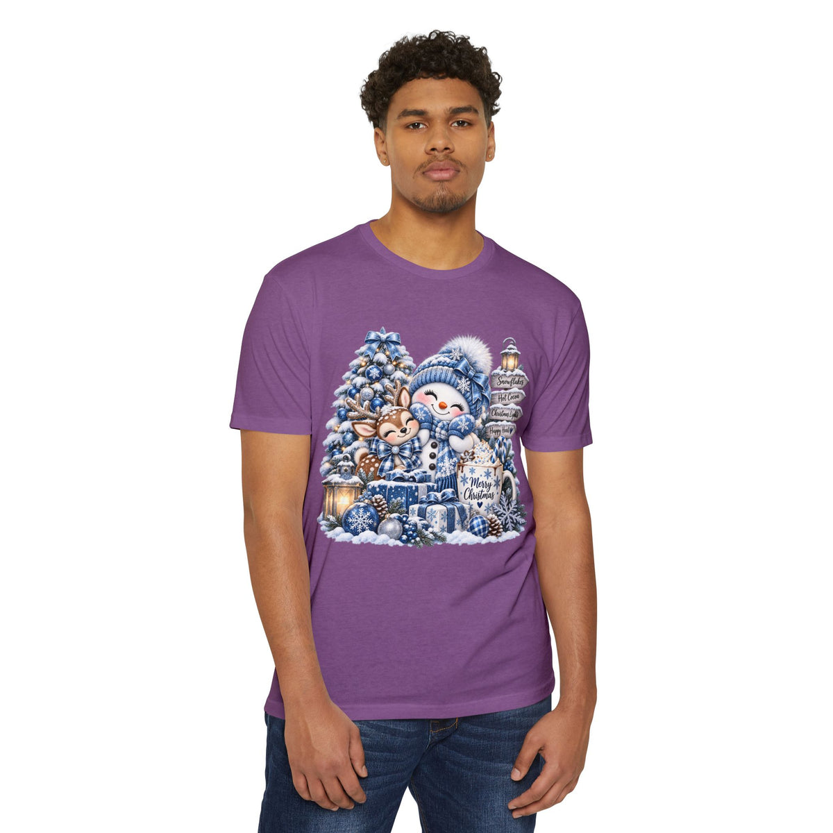 Christmas Snowman & Deer T-Shirt — Cute Winter Holiday Graphic Tee
