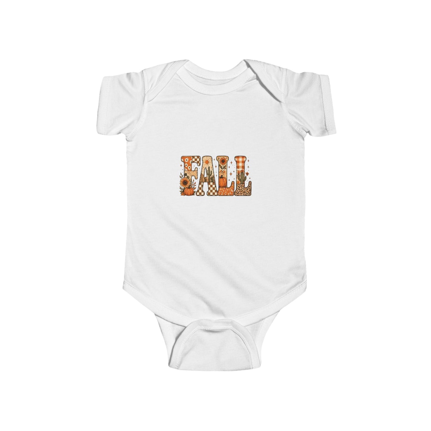 Fall Floral Infant Bodysuit — "FALL" Pumpkin & Leaves Baby Onesie