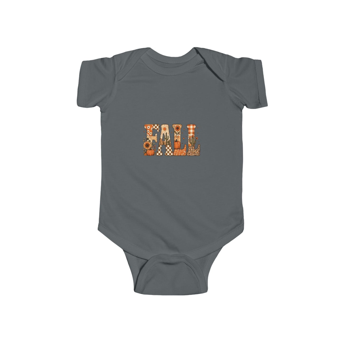 Fall Floral Infant Bodysuit — "FALL" Pumpkin & Leaves Baby Onesie