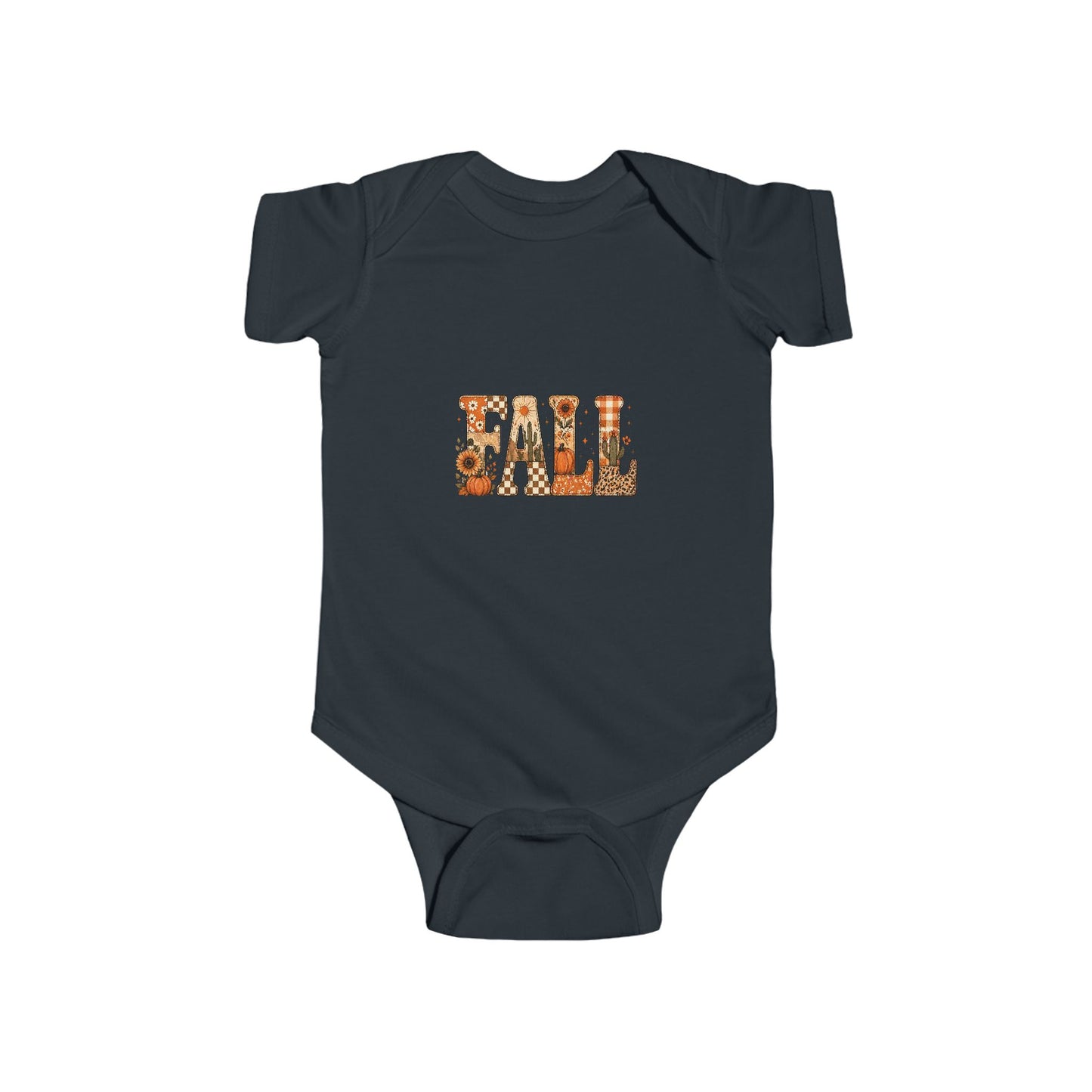 Fall Floral Infant Bodysuit — "FALL" Pumpkin & Leaves Baby Onesie