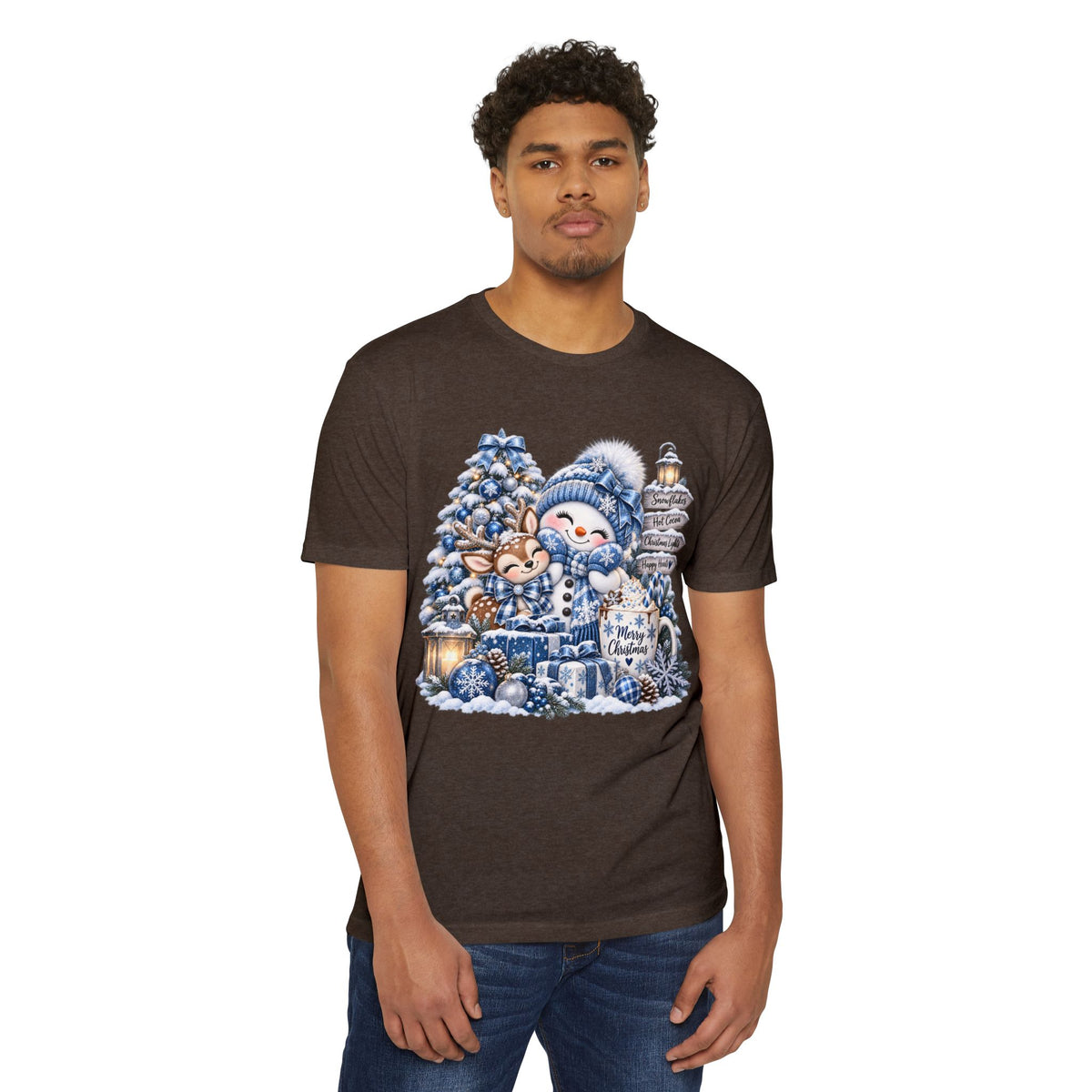 Christmas Snowman & Deer T-Shirt — Cute Winter Holiday Graphic Tee