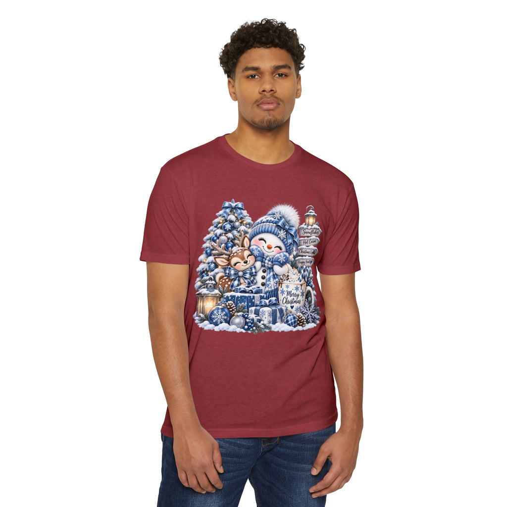 Christmas Snowman & Deer T-Shirt — Cute Winter Holiday Graphic Tee