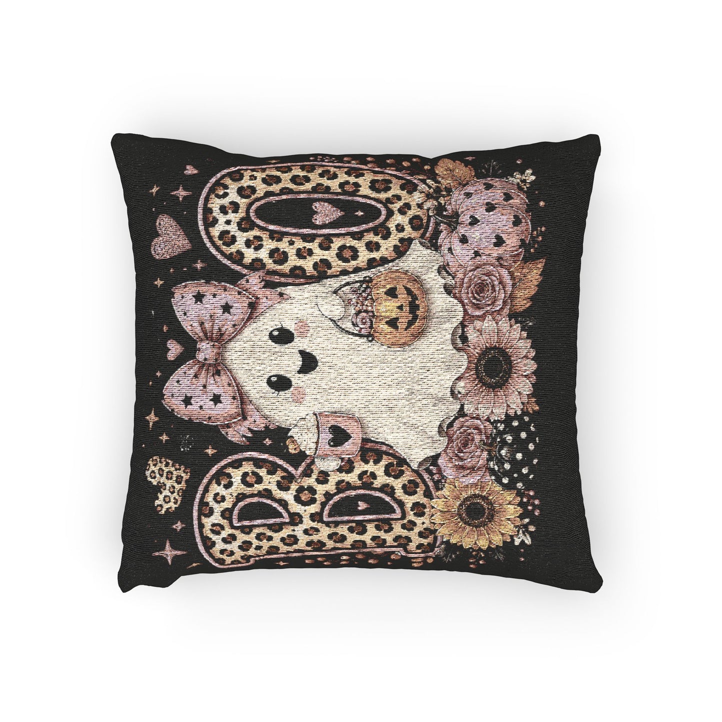 Halloween Boo Ghost Woven Pillow – Cute Trick-or-Treat Decorative Throw Pillow