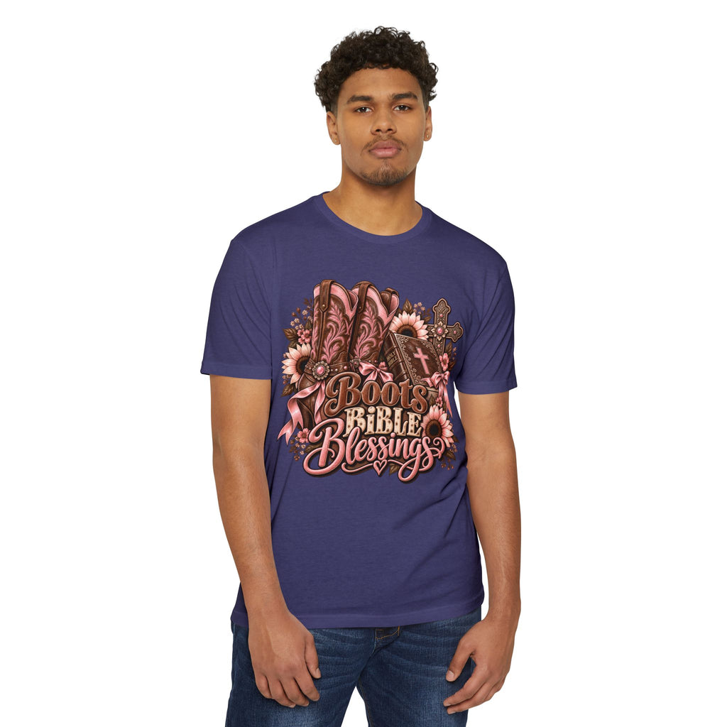 Boots Bible Blessings T-Shirt - Western Christian Faith Graphic Tee