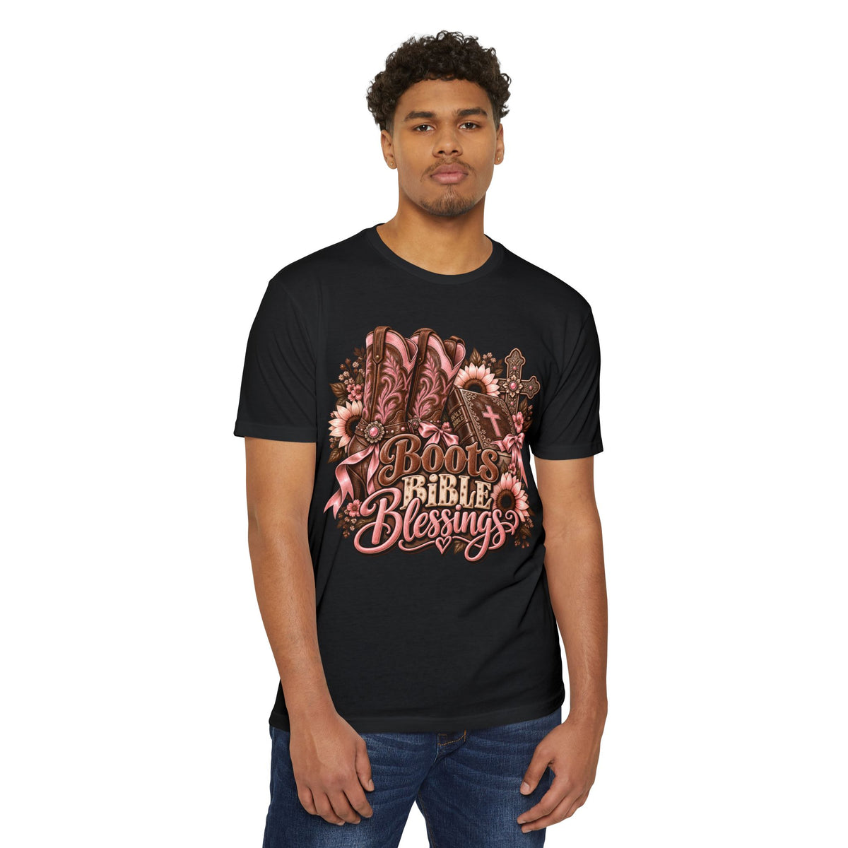 Boots Bible Blessings T-Shirt - Western Christian Faith Graphic Tee