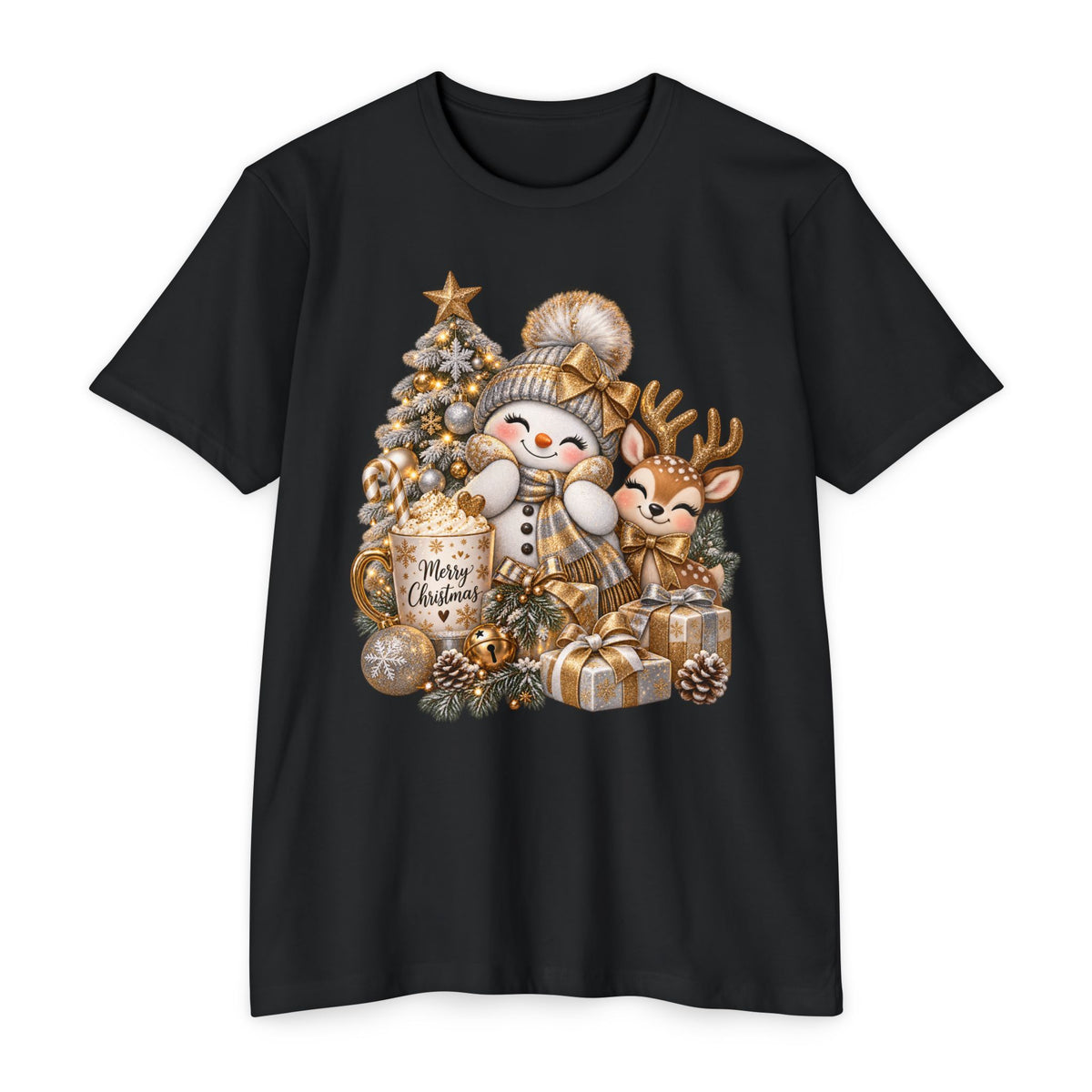 Christmas Snowman & Reindeer Tee — Merry Christmas Holiday T-Shirt