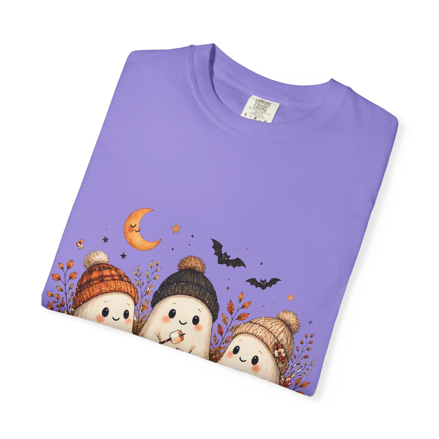Halloween Ghost Trio Campfire T-Shirt — Cute Spooky Pumpkin Tee