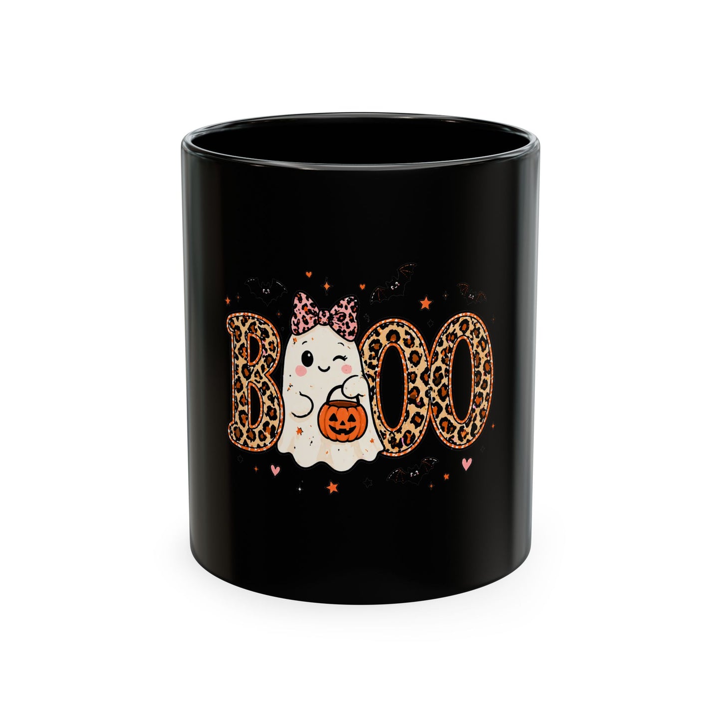 Boo Leopard Ghost Ceramic Mug — Cute Halloween Coffee Cup