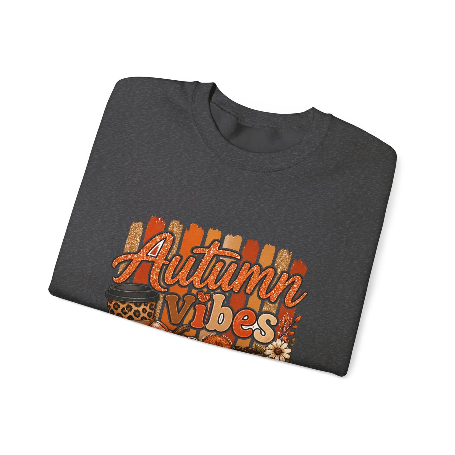 Autumn Vibes Sweatshirt — Cozy Fall Pumpkin & Plaid Graphic Crewneck