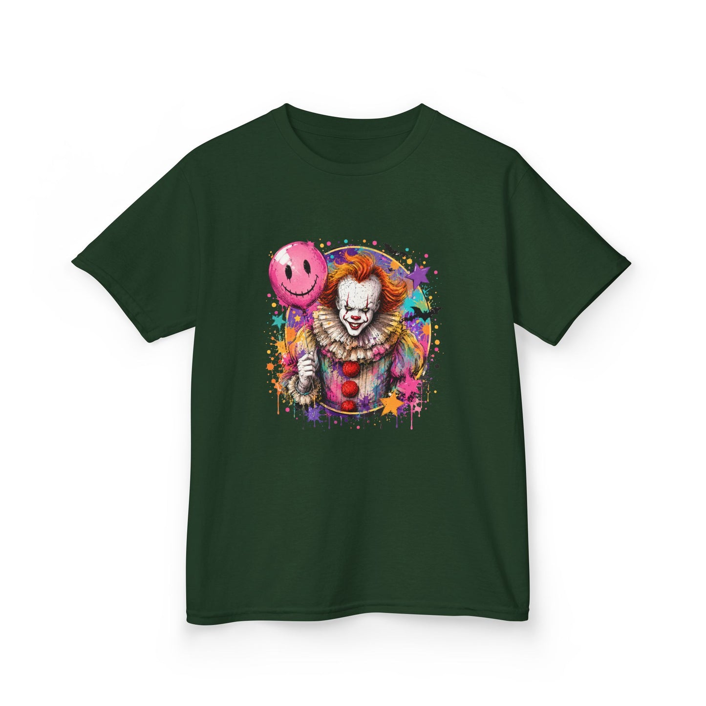 Kids Clown Horror T-Shirt — Colorful Scary Clown with Balloon Halloween Tee