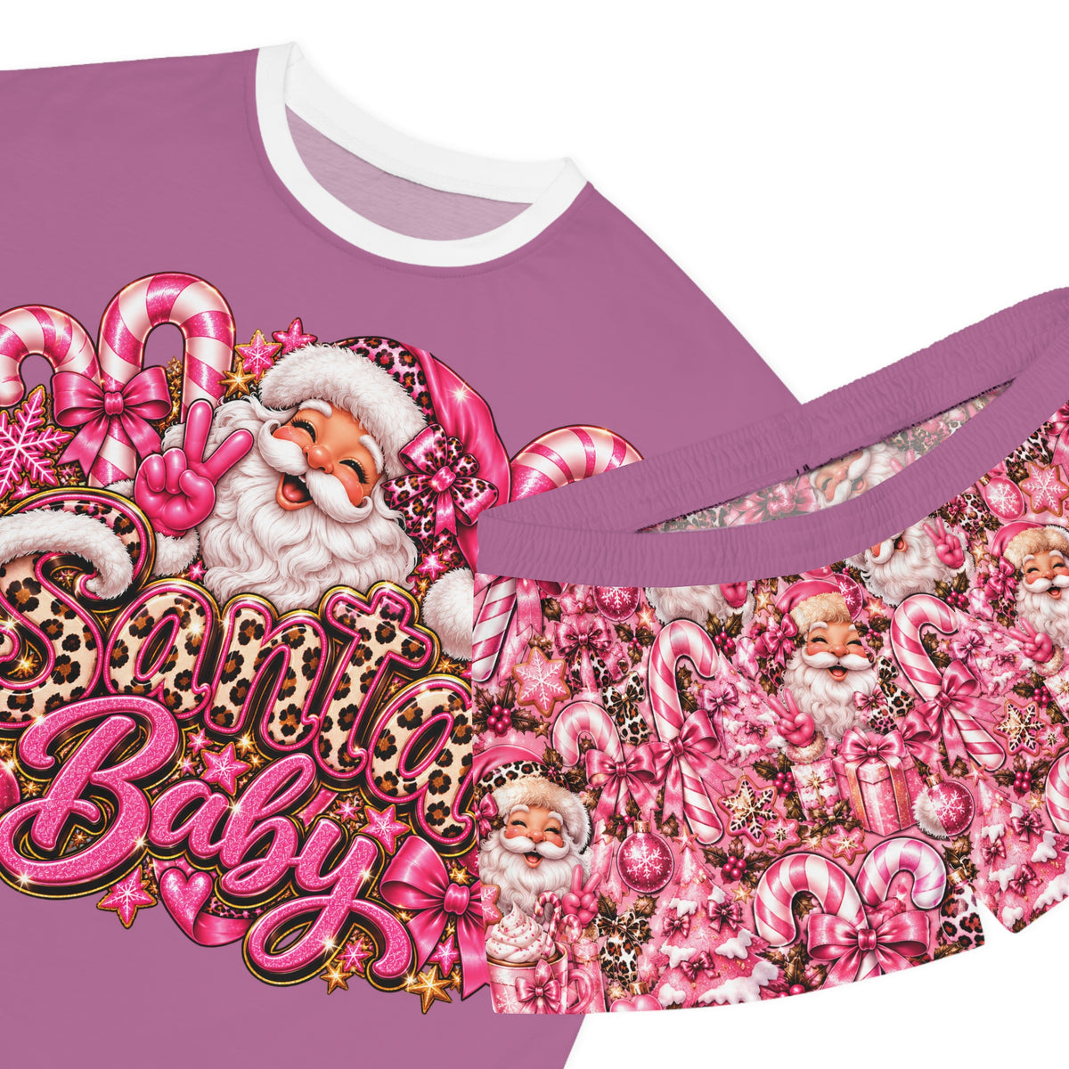 Women's Pink 'Santa Baby' Pajama Set - Festive Short Sleepwear