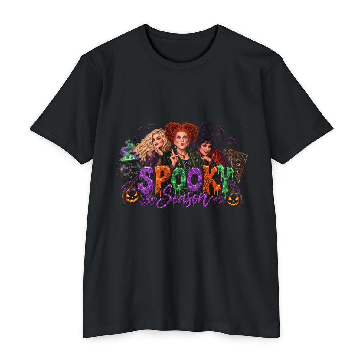 Spooky Season Graphic T-Shirt — Hocus Pocus Witch Trio Halloween Tee