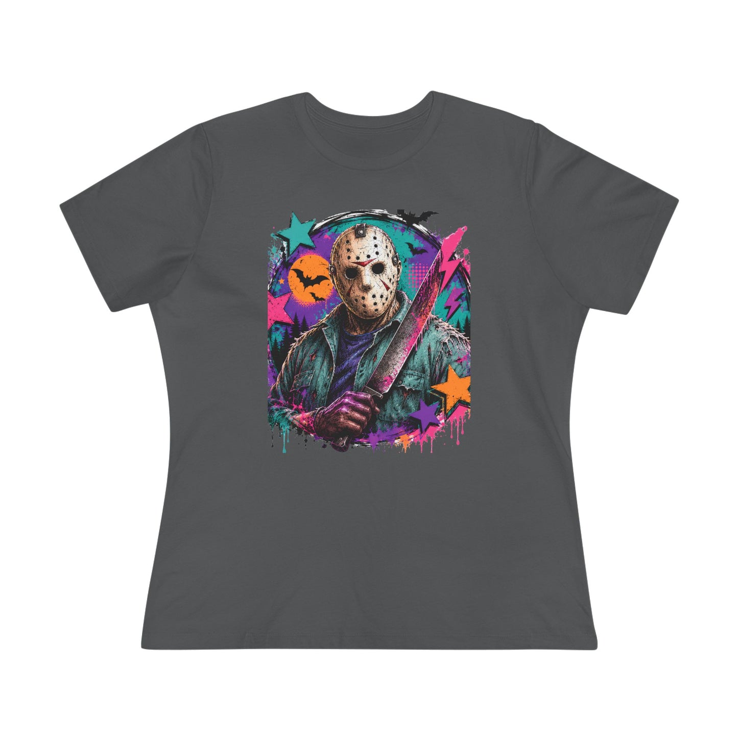 Horror Retro Jason Tee — Neon Slasher Halloween Women’s T-Shirt