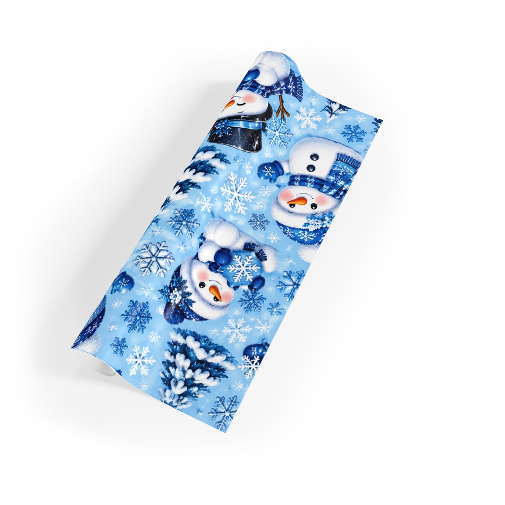 Snowman Holiday Gift Wrap Roll — Festive Blue Christmas Wrapping Paper