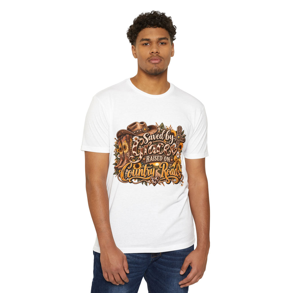 Saved by Grace Raised on Country Roads T-Shirt