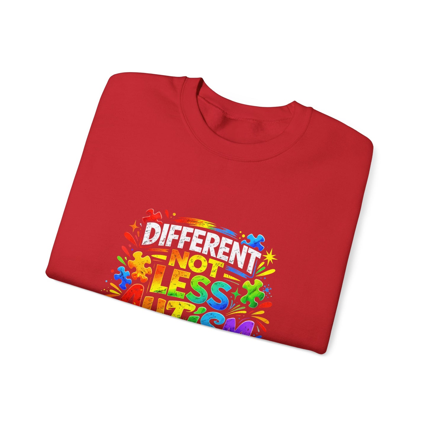 Autism Awareness Crewneck — "Different Not Less" Rainbow Sweatshirt