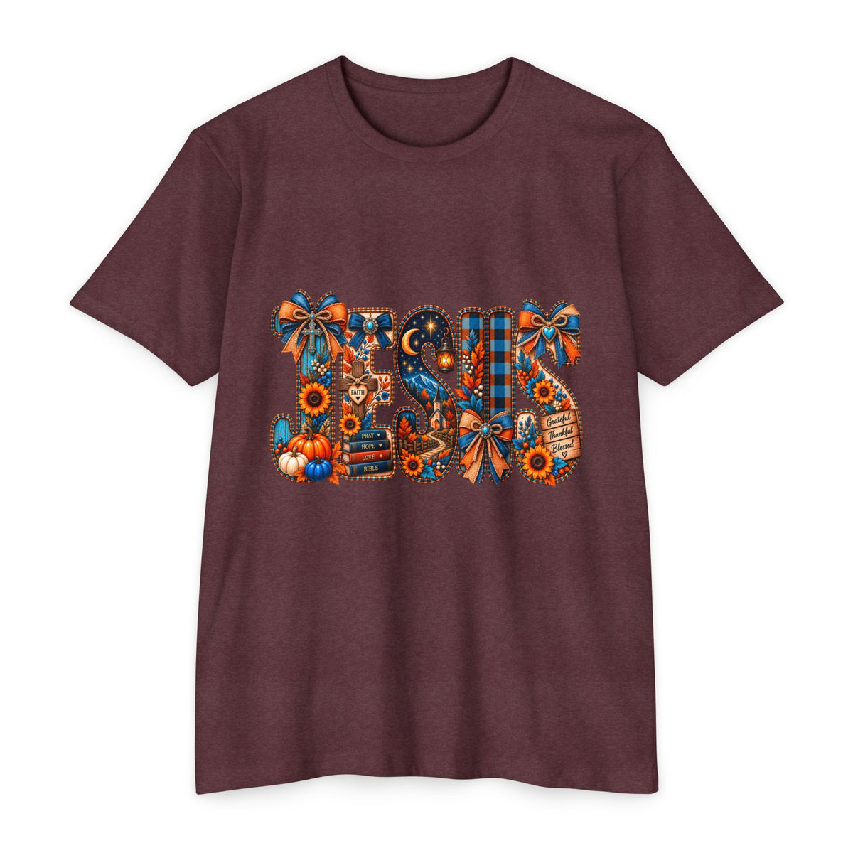 Autumn Blessings T-Shirt — Fall Plaid Pumpkins & Sunflowers Graphic