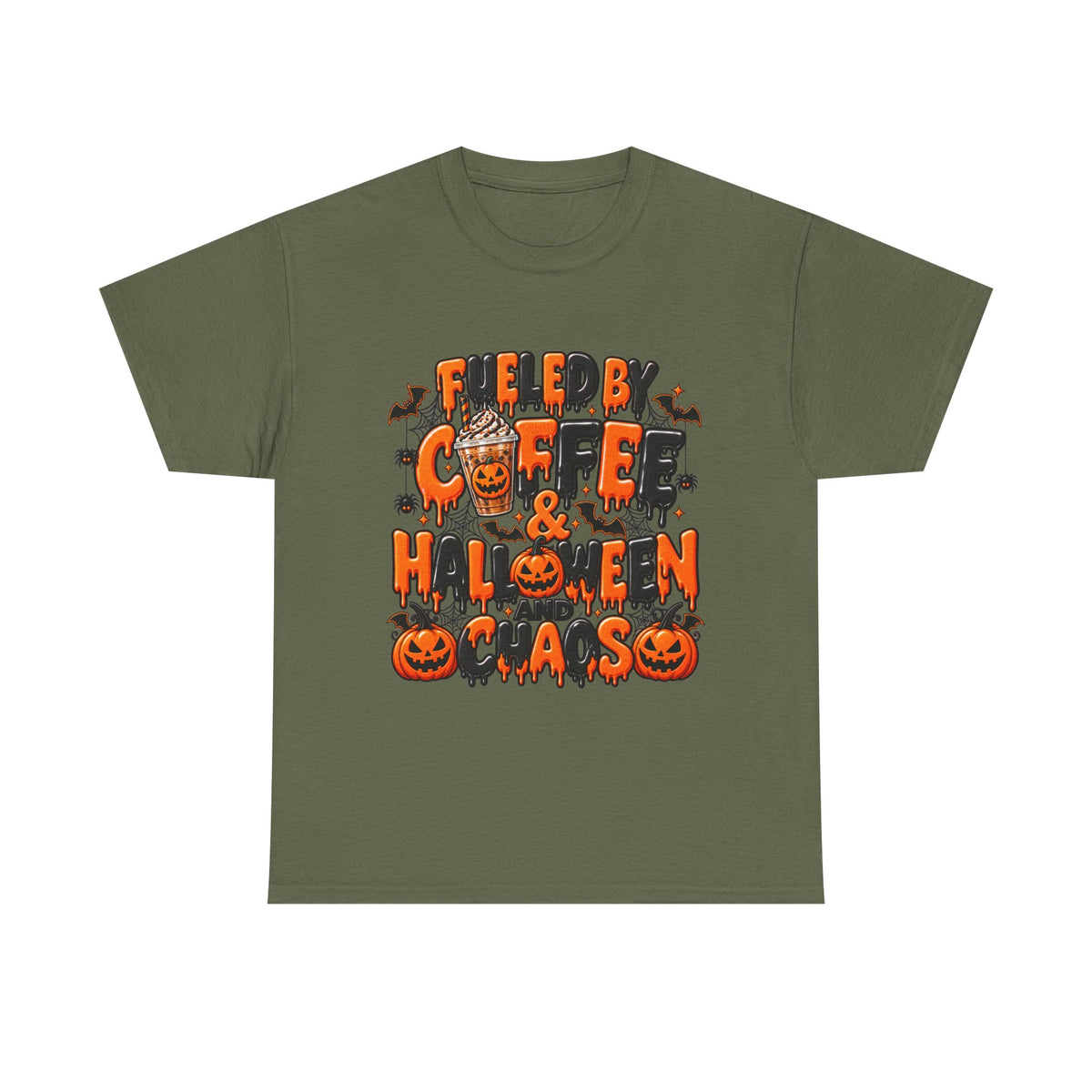 Halloween Coffee Tee — "Free Coffee & Halloween Gas" Spooky Pumpkin Shirt