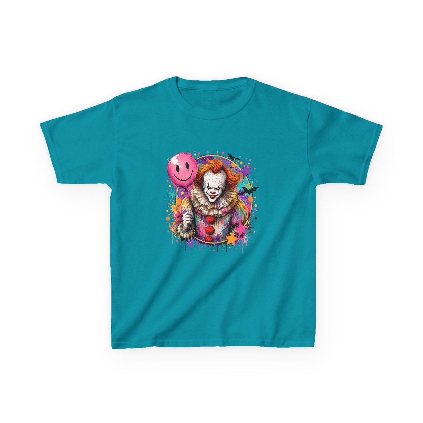 Kids Clown Horror T-Shirt — Colorful Scary Clown with Balloon Halloween Tee