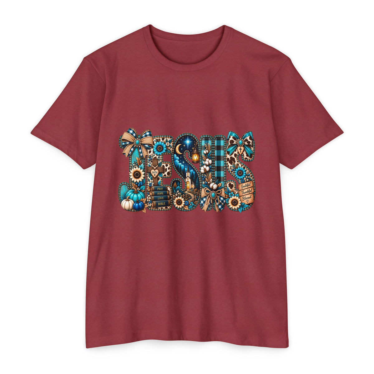 Fall Mom T‑Shirt — Rustic Sunflower & Plaid 'MOM' Graphic