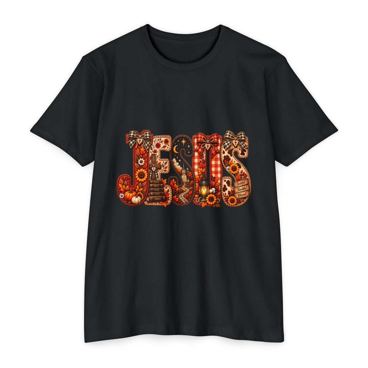Jesus Floral Pattern T-Shirt — Vintage Boho Christian Tee