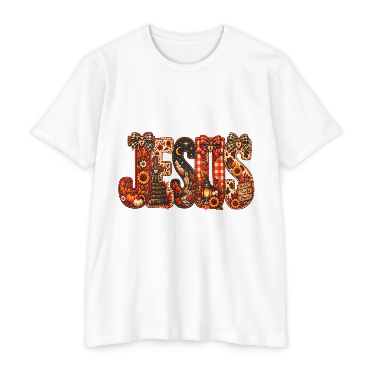 Jesus Floral Pattern T-Shirt — Vintage Boho Christian Tee