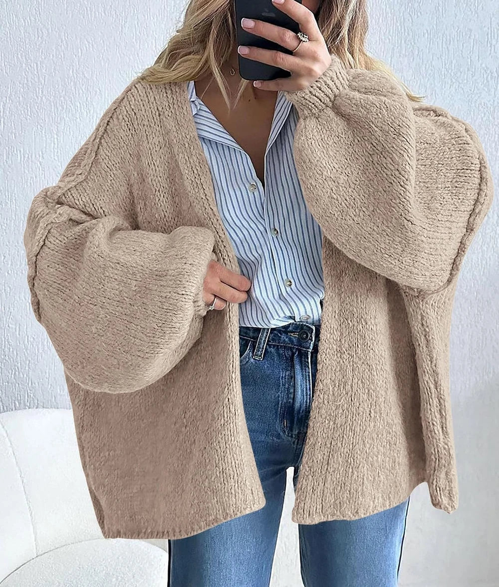 PRETTYGARDEN Open Front Oversized Cardigan