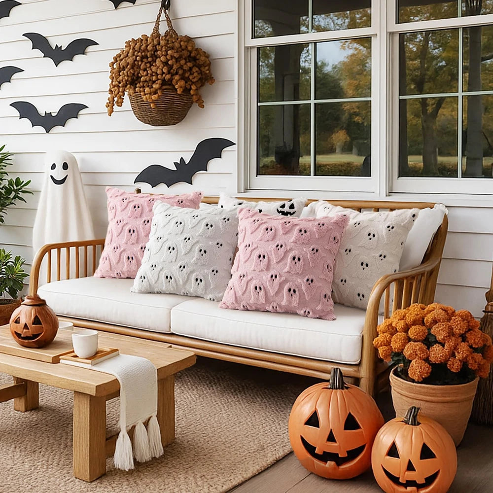 Cream White Ghost Pillow Cover Set