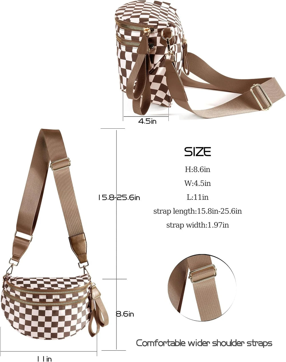 Checkered Nylon Crossbody Bag