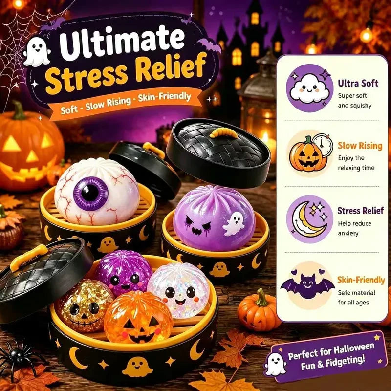 Halloween Ghost Dumpling Squeeze Toy Set