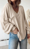 Ribbed Balloon Sleeve Fall Top