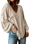 Ribbed Balloon Sleeve Fall Top