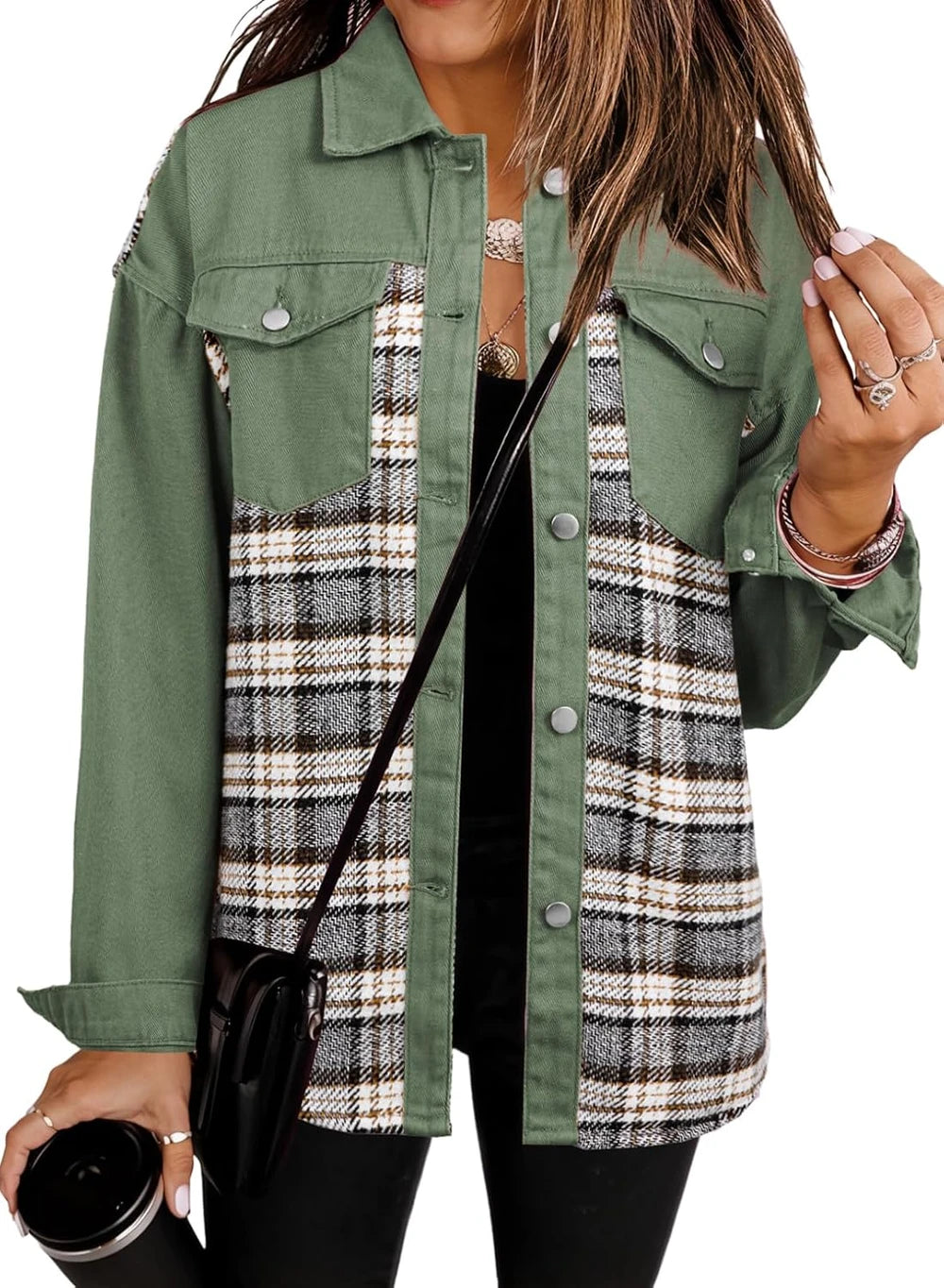 Plaid Denim Boyfriend Jacket