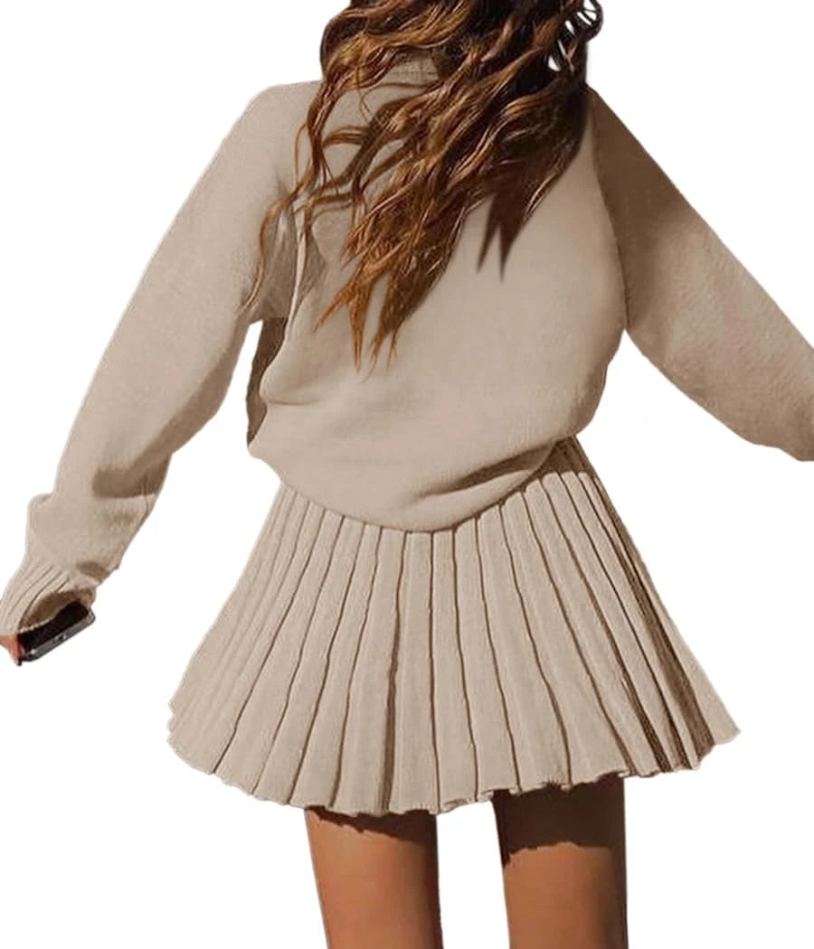 Knit Turtleneck Sweater Skirt Set