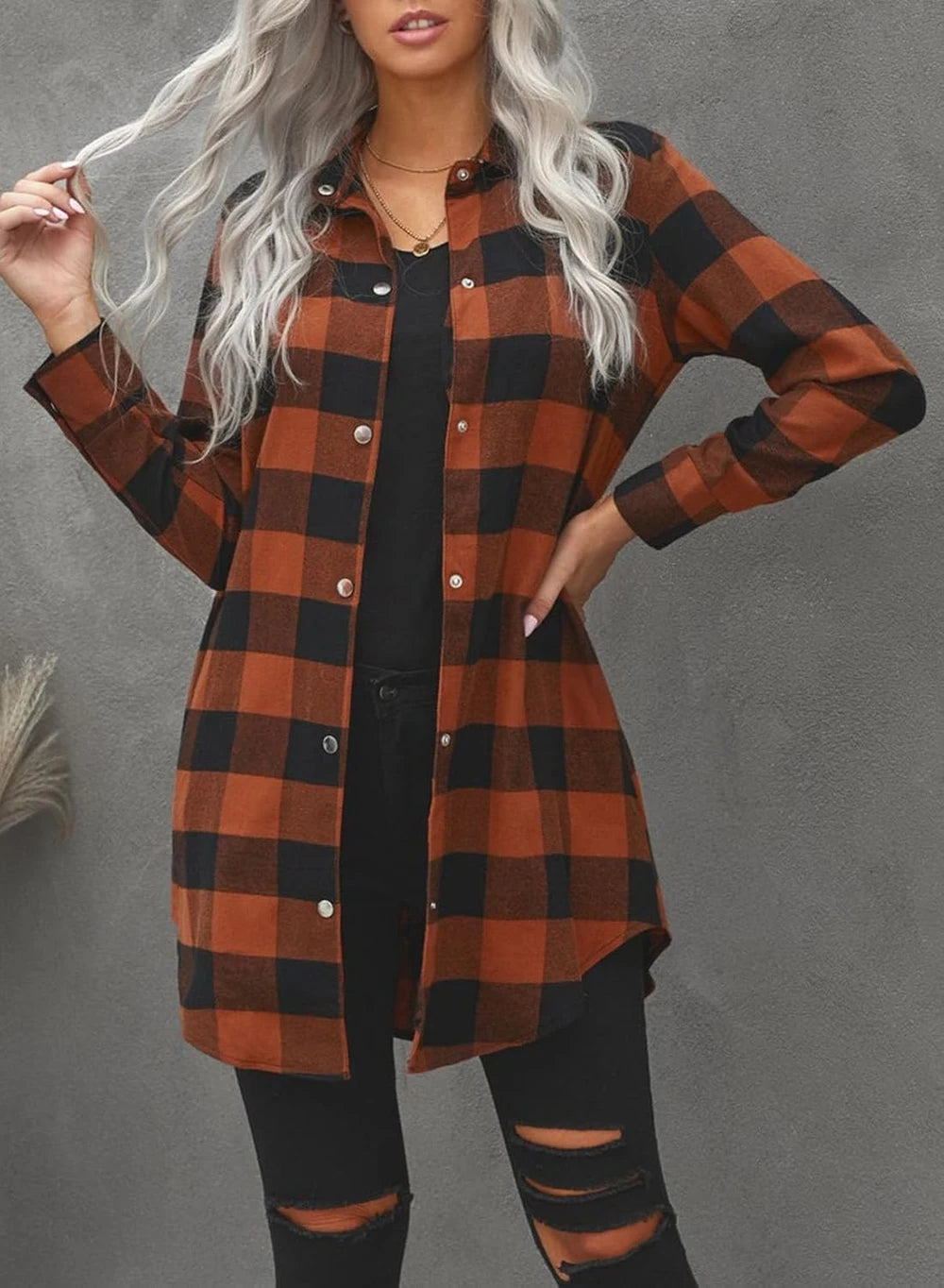 Plaid Flannel Button Down Shacket
