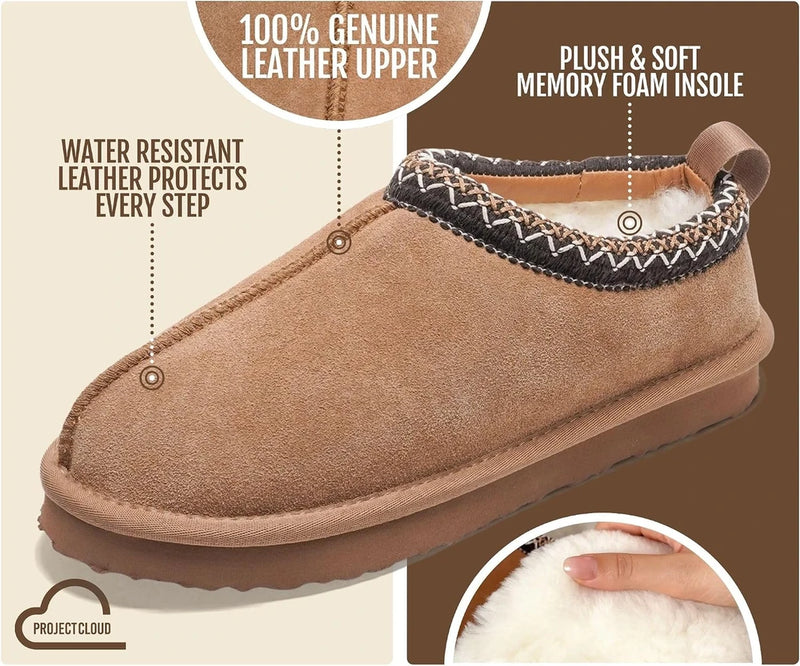 Genuine Leather Shearling Slippers