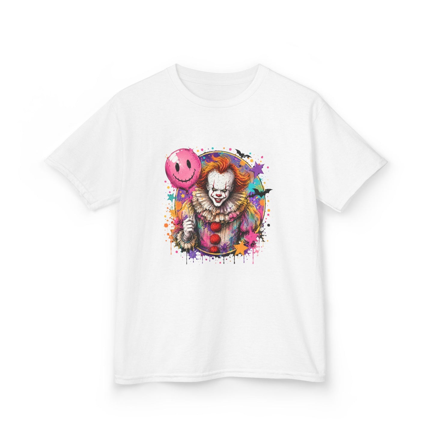 Kids Clown Horror T-Shirt — Colorful Scary Clown with Balloon Halloween Tee