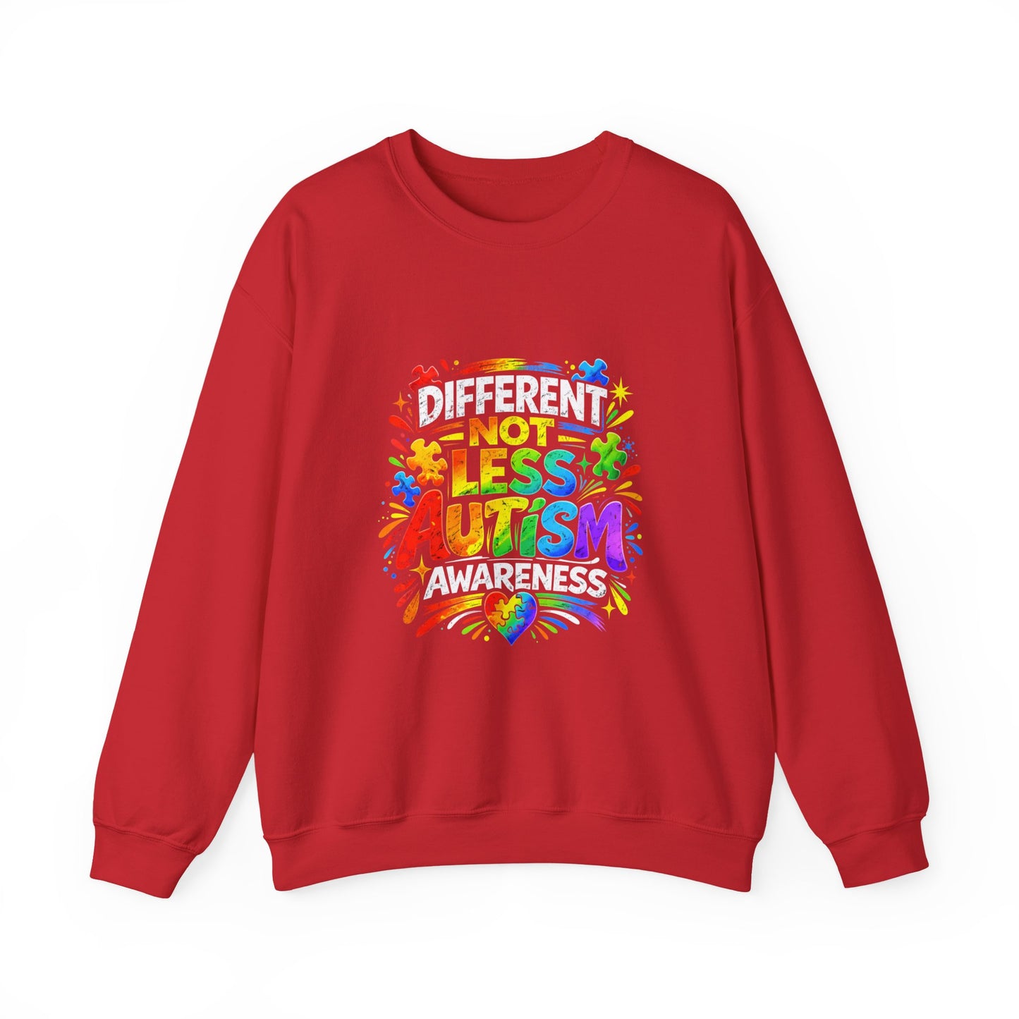 Autism Awareness Crewneck — "Different Not Less" Rainbow Sweatshirt