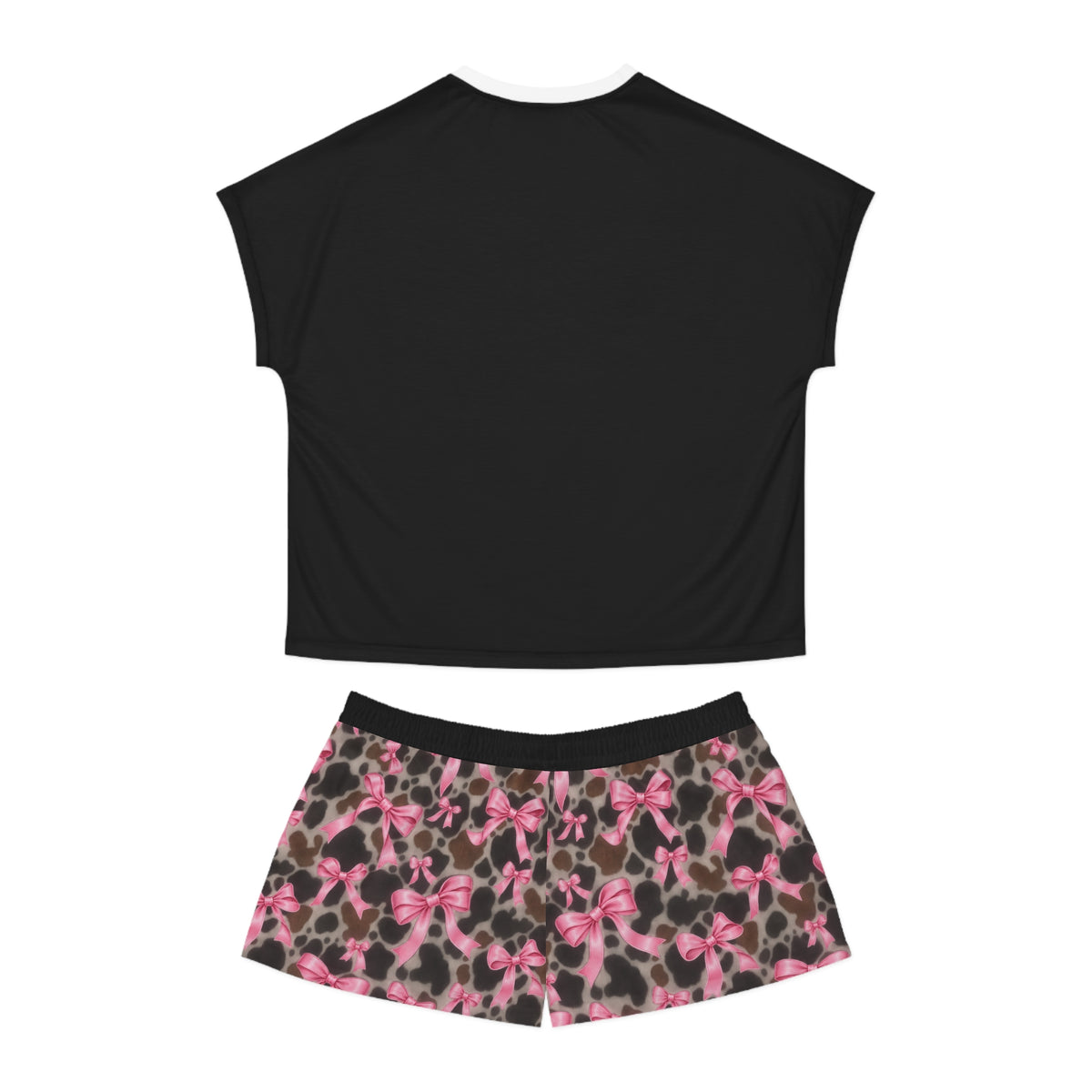 Moo-velous Mama Women's Pajama Set — Pink Cow Print Shorts & Graphic Tee