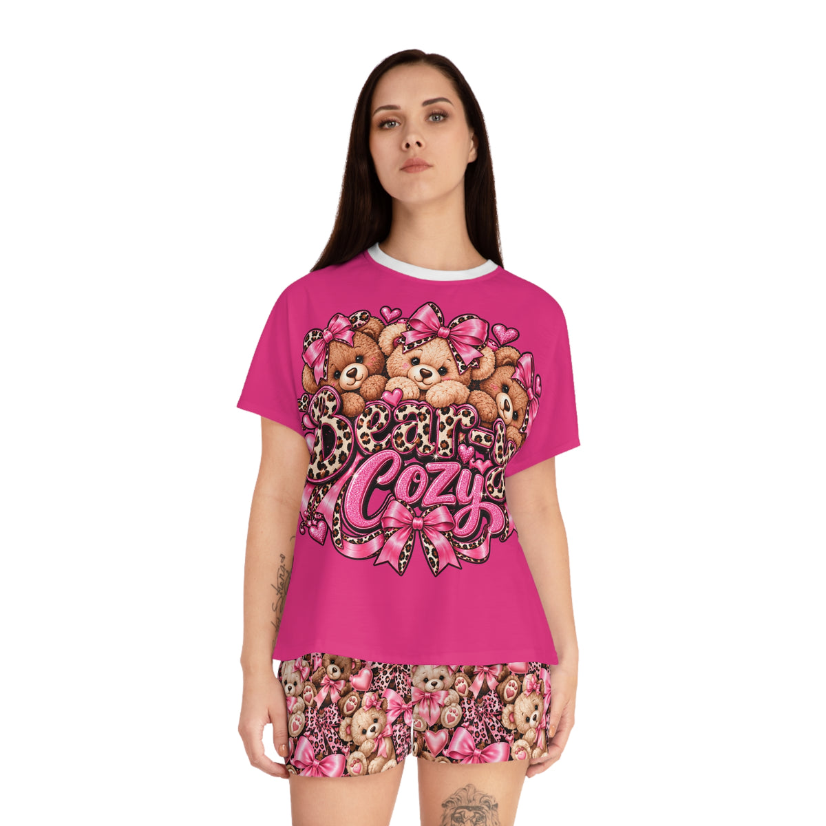 Cozy Bears Pink Women's Short Pajama Set