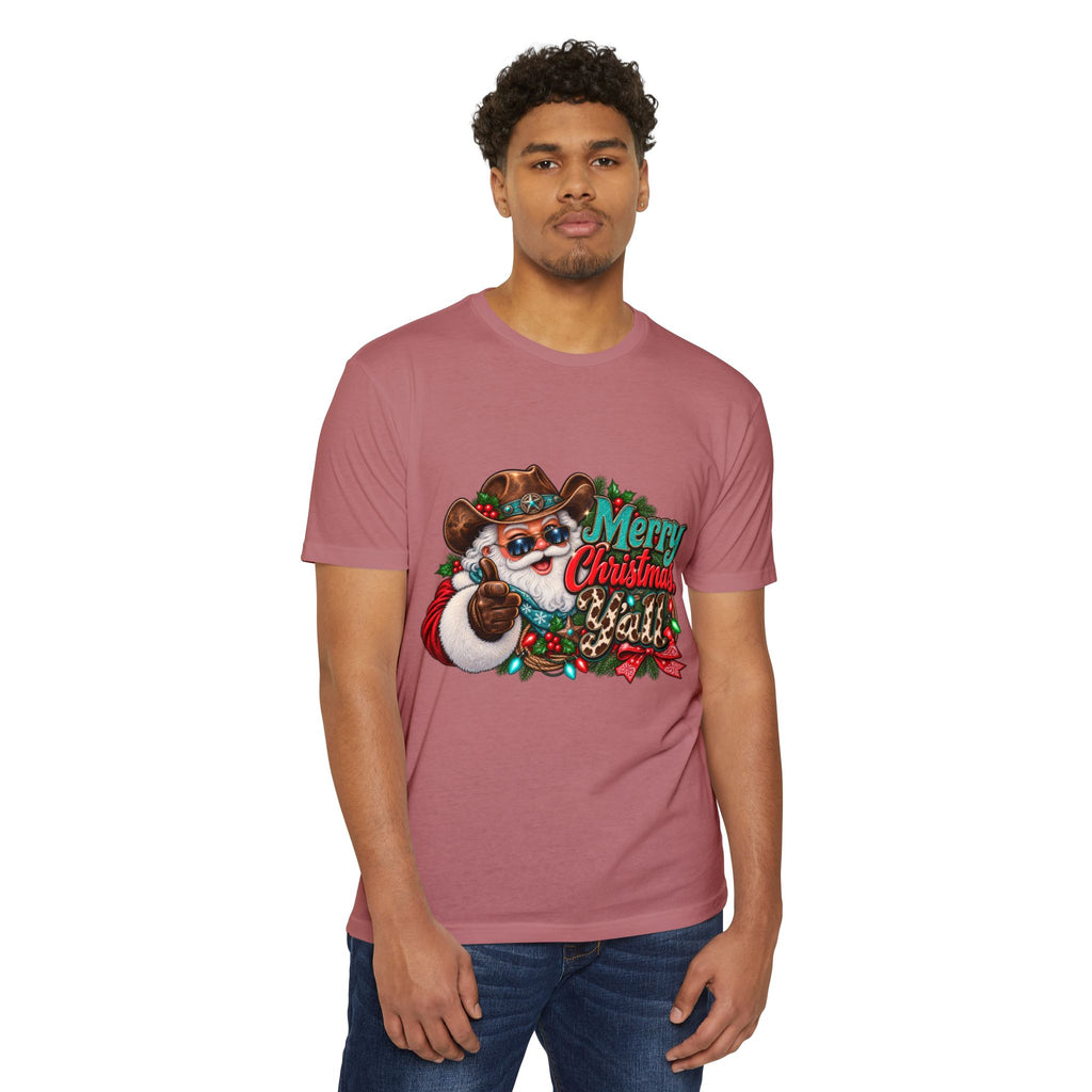 Christmas Cowboy Santa T-Shirt — "Merry Christmas Y'all" Holiday Tee