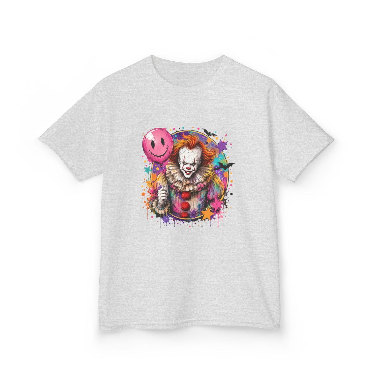 Kids Clown Horror T-Shirt — Colorful Scary Clown with Balloon Halloween Tee